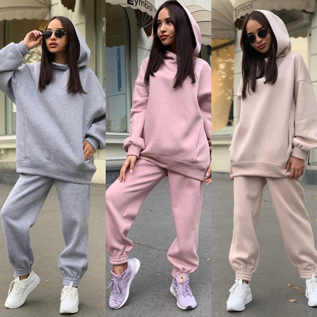 Monochrome Hooded Hoodie Set C - Monochrome Suit Set avaliação e preço