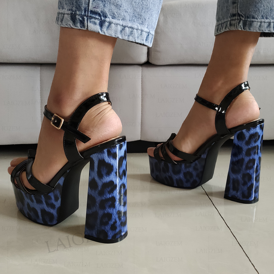 LAIGZEM Women Platform Sandals - Pump Heel Block avaliação e preço