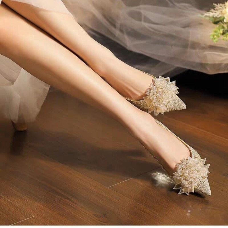 Rhinestone Flower Block Heel S - Pump Heel Block avaliação e preço