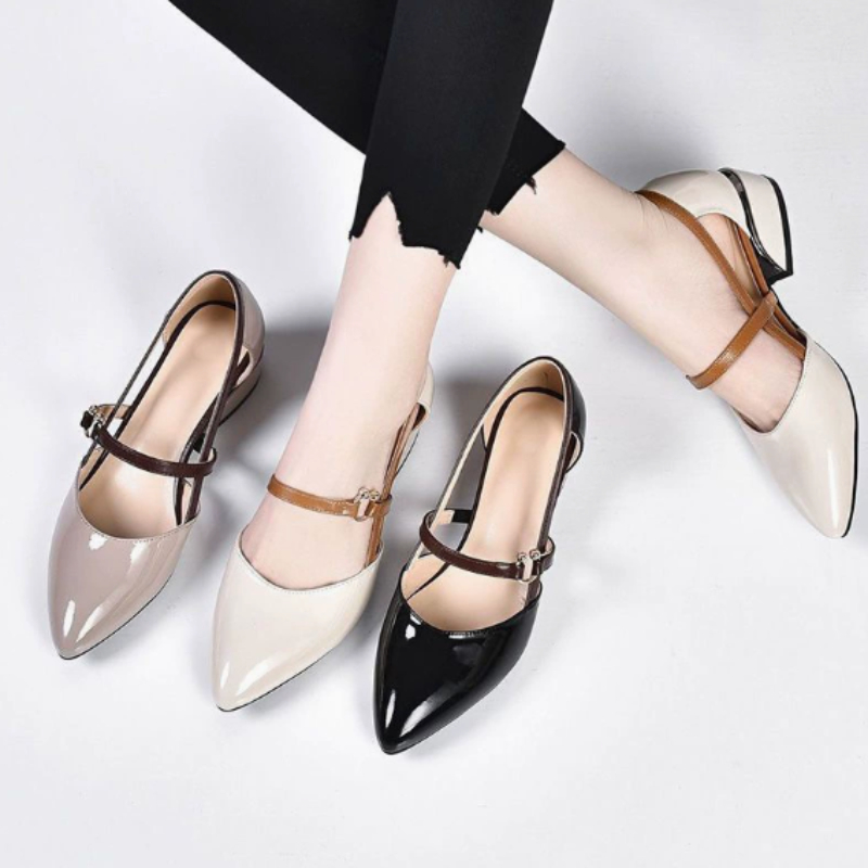 Women Two Tone Slingback Shoes - Pump Heel Block avaliação e preço