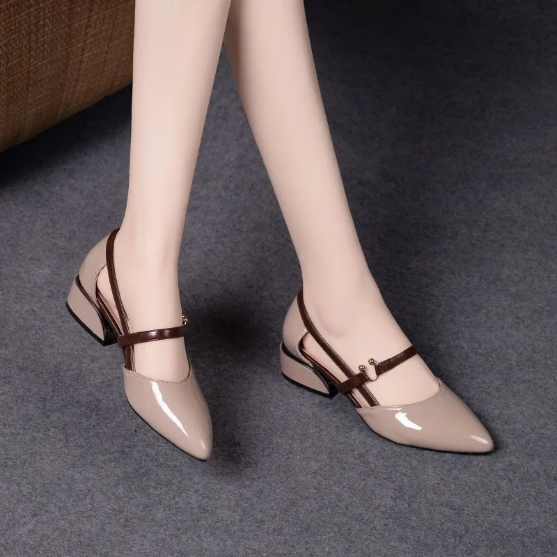 Women Two Tone Slingback Shoes - Pump Heel Block avaliação e preço