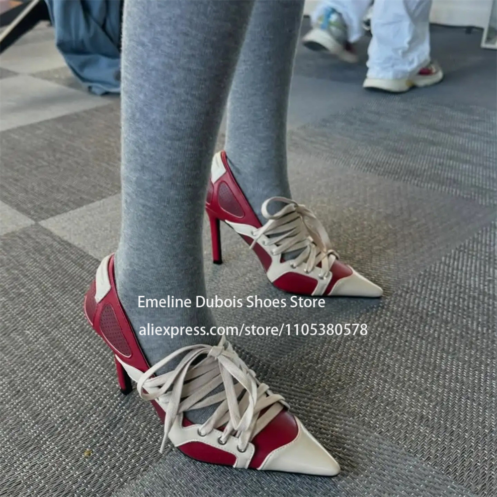 Red Beige Color Block Sporty S - Pump Heel Block avaliação e preço