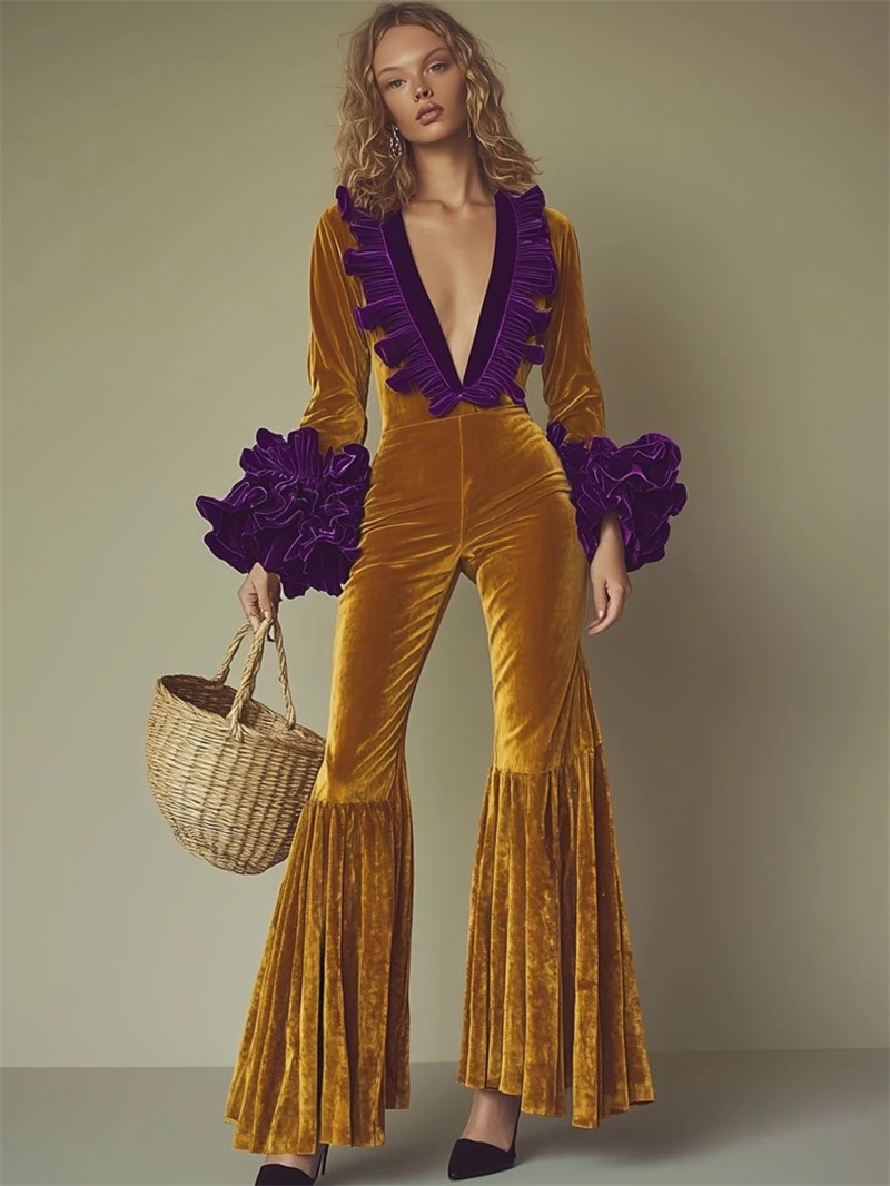 Yellow Purple Velvet Women Jum - Yellow Formal Wear Women avaliação e preço