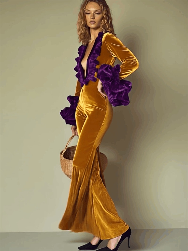 Yellow Purple Velvet Women Jum - Yellow Formal Wear Women avaliação e preço