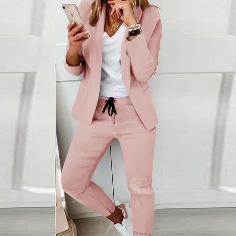 Women's Monochrome Casual Busi - Monochrome Suit Set avaliação e preço
