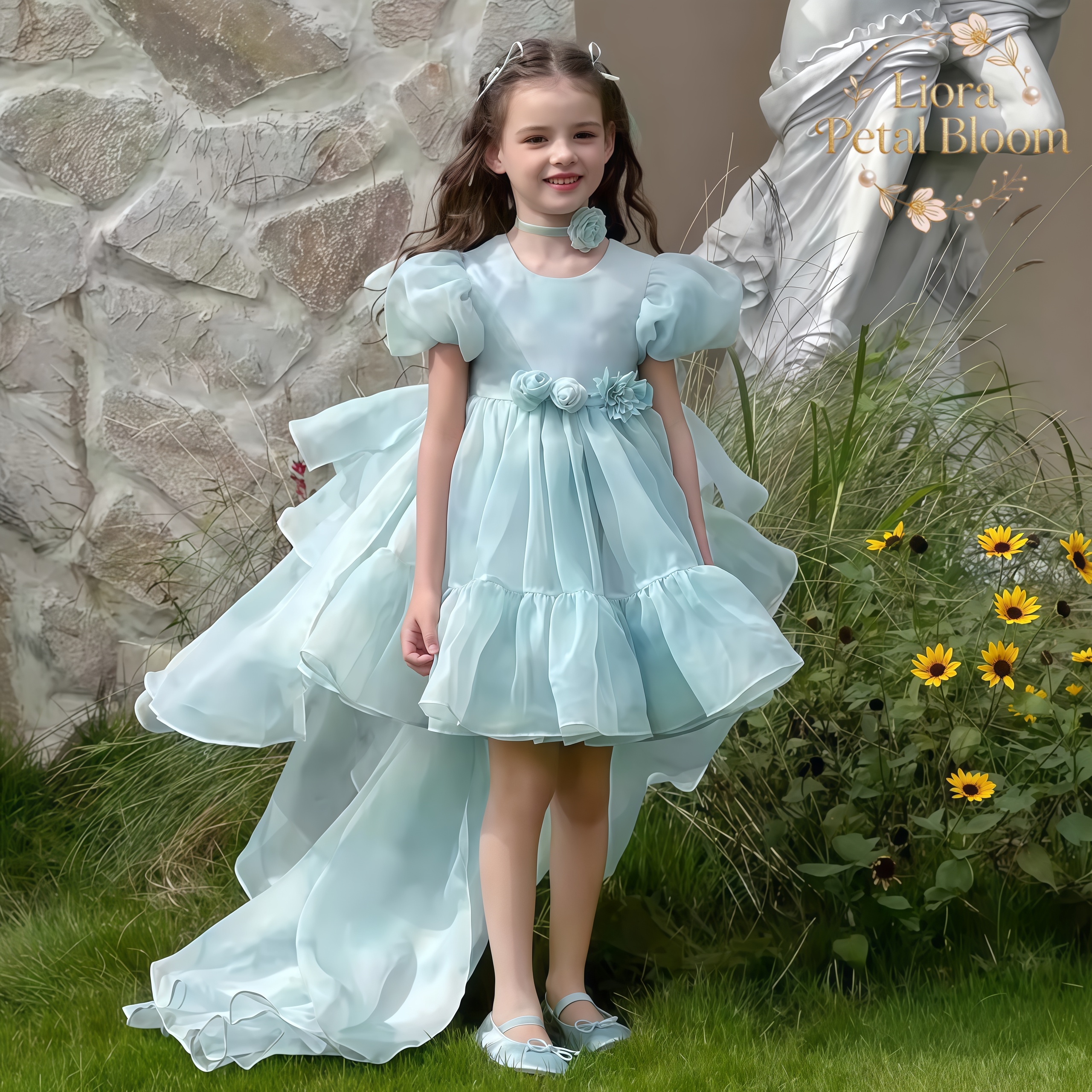 Blue Tulle Gown  Girls' Bow Pa - Formal Wear Women Us avaliação e preço